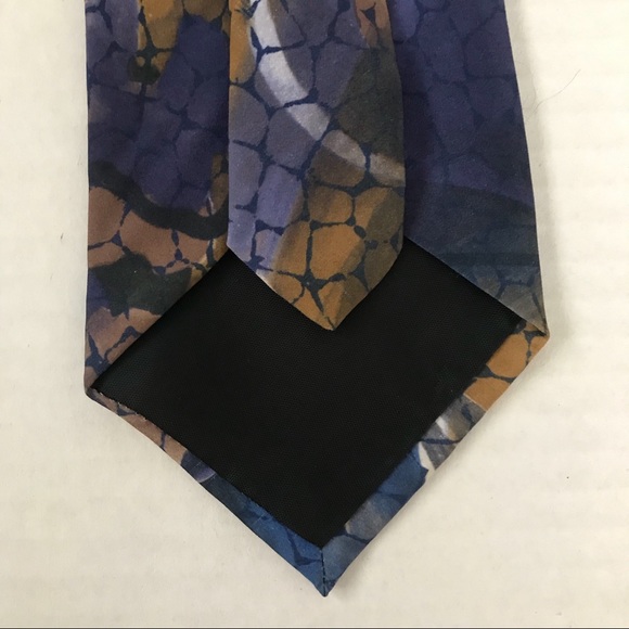 Oleg Cassini Tie Blues Purple Brown Abstract Swirl Polyester - Picture 13 of 16